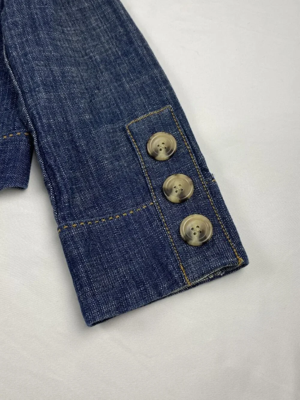 Ann Taylor Loft Denim Cropped Fitted Jacket Women’s Size 0 Button Cuff - Picture 10 of 10